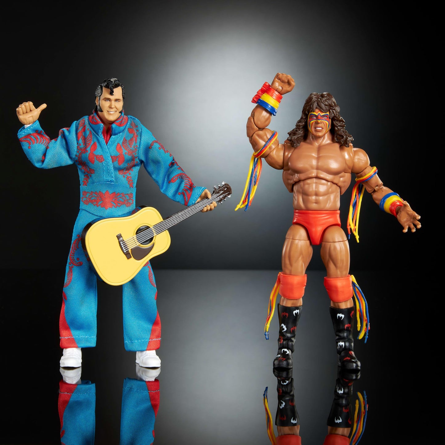 Mattel WWE Coliseum Collection Action Figure 2-Pack, Set with Ultimate Warrior & Honky Tonk Man 6-inch Collectibles & Accessories Including Swappable