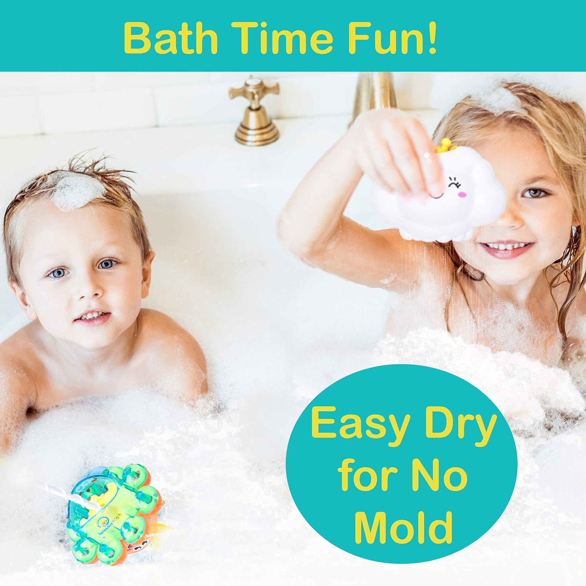 Splashin'kids Bath Toys Double The Fun Baby Toys Water Bathtub Toys Toddlers Rotating Octopus and Head Bobbing Reindeer