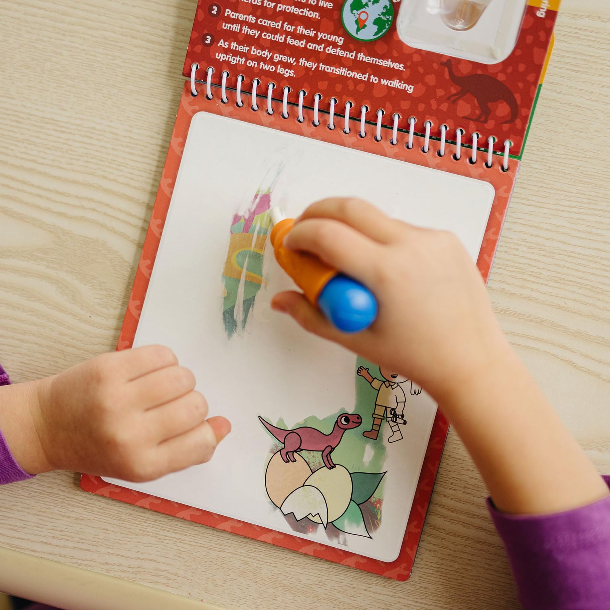 KangaToys Dinosaur Families Aqua Brush Activity Book - Reusable Water Coloring, Travel-Friendly Fun for Kids