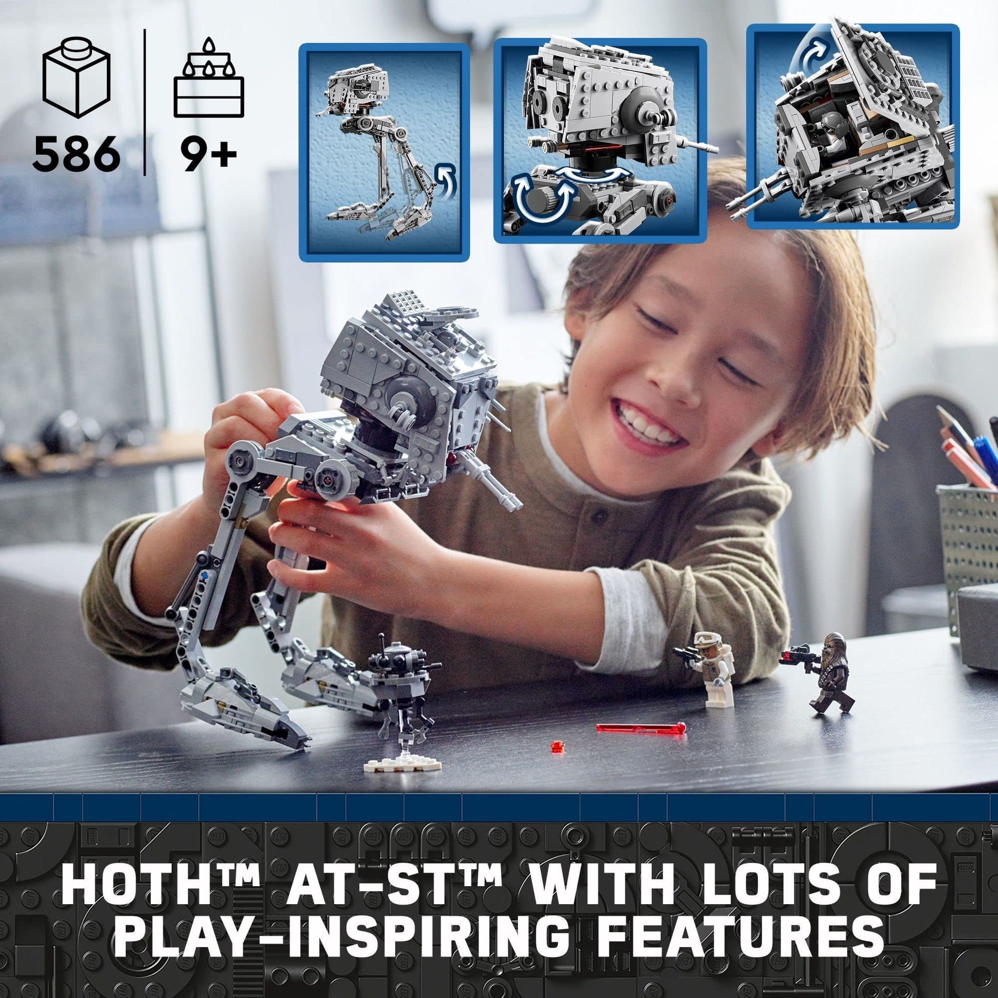 LEGO Star Wars Hoth at-ST Walker Building Toy for Kids with Chewbacca Minifigure and Droid Figure, The Empire Strikes Back Model, Star Wars Fan Gift