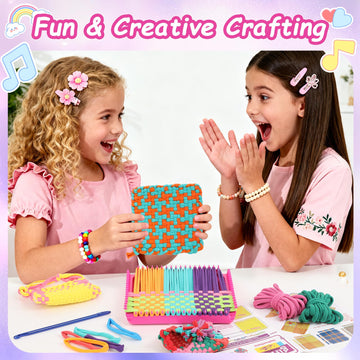 Combaybe Weaving Loom Kit Toys Gift for Kids and Adults-DIY Arts and Crafts Beginner-Friendly Potholder Loom Kit with Loops Tools Funny Birthday Gifts
