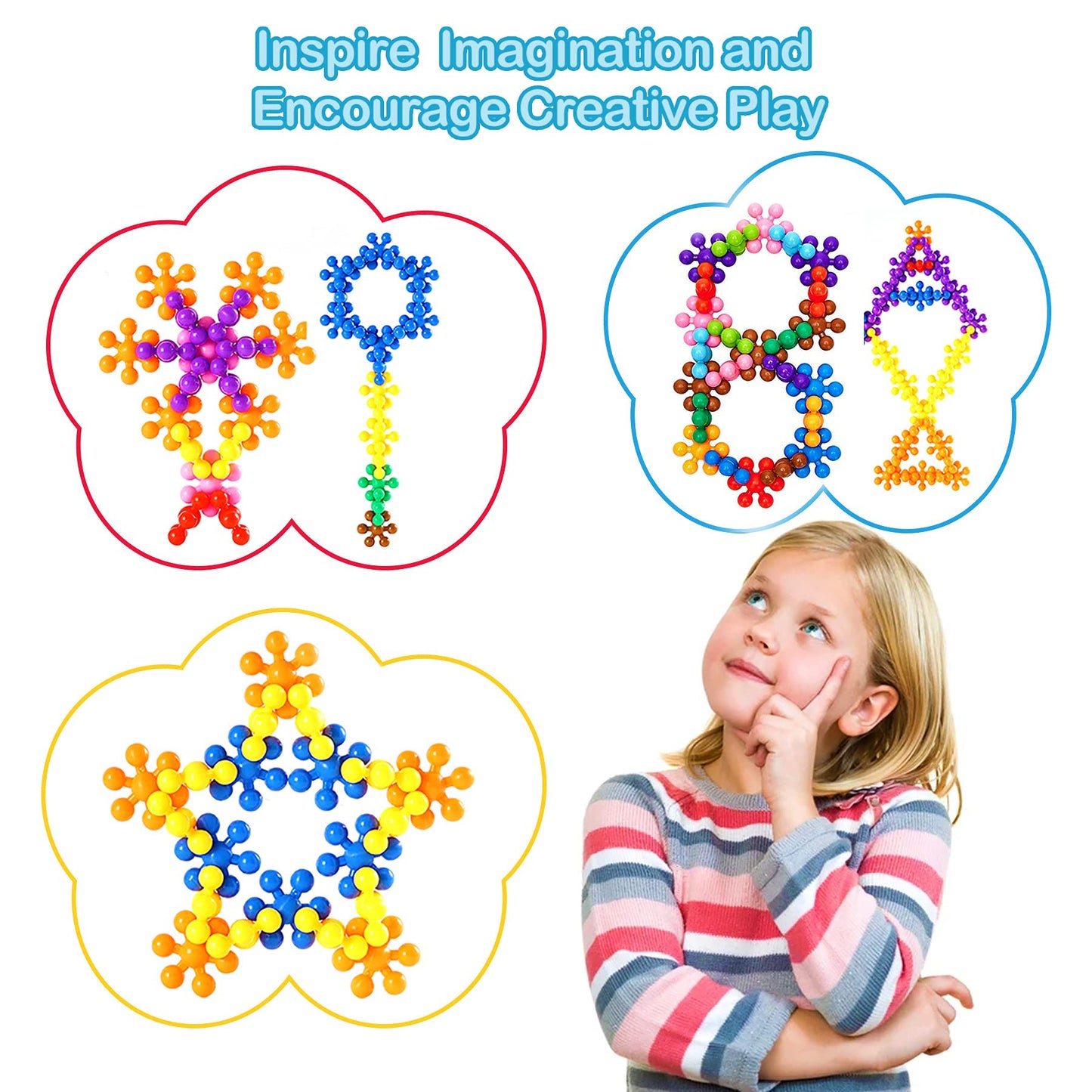 Chichalk Clip Connect 120 Piece Building Blocks | Diameter 1.26", STEM Building Toys Set Kindergarten Math Manipulatives for Kids Boys Girls