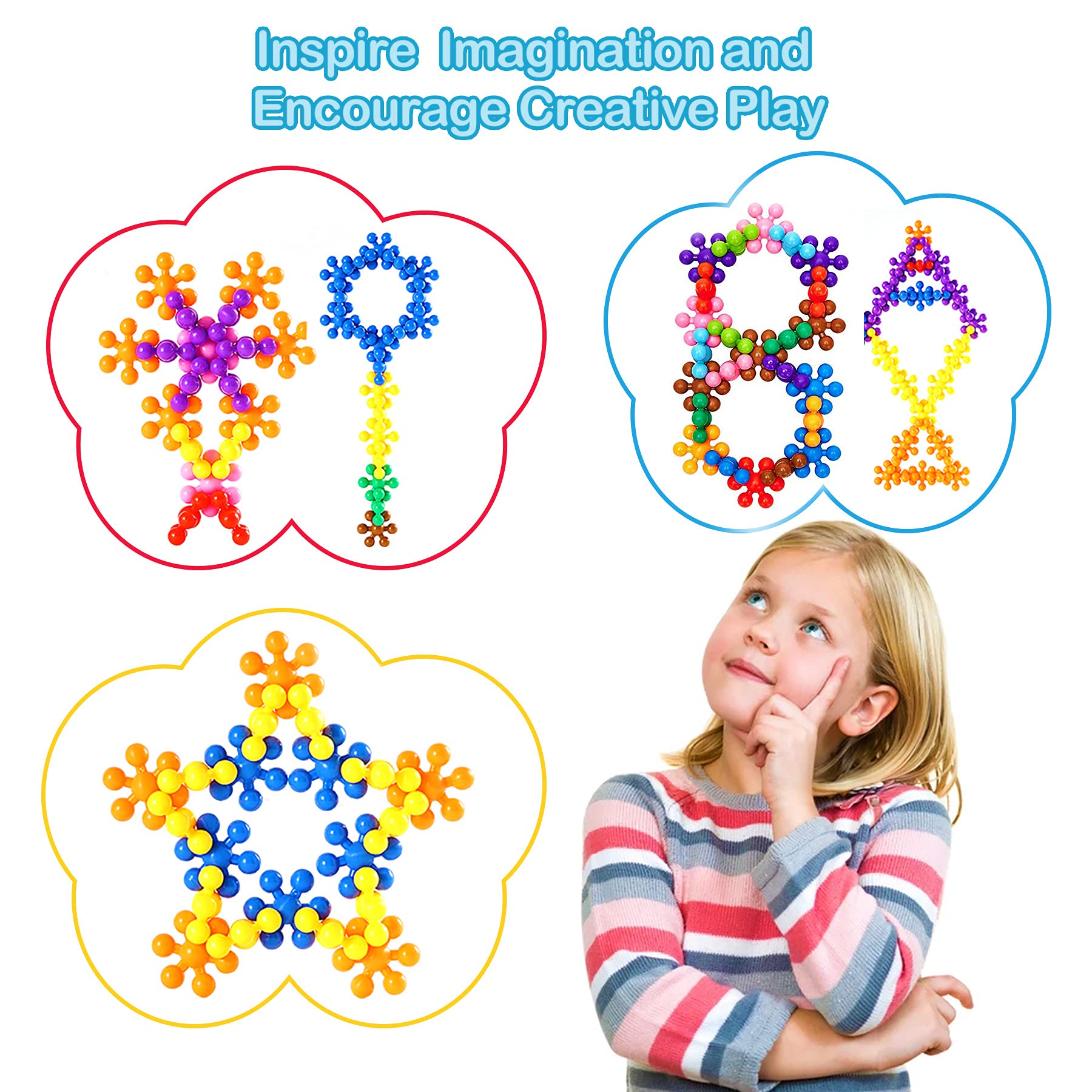 Chichalk Clip Connect 120 Piece Building Blocks | Diameter 1.26", STEM Building Toys Set Kindergarten Math Manipulatives for Kids Boys Girls