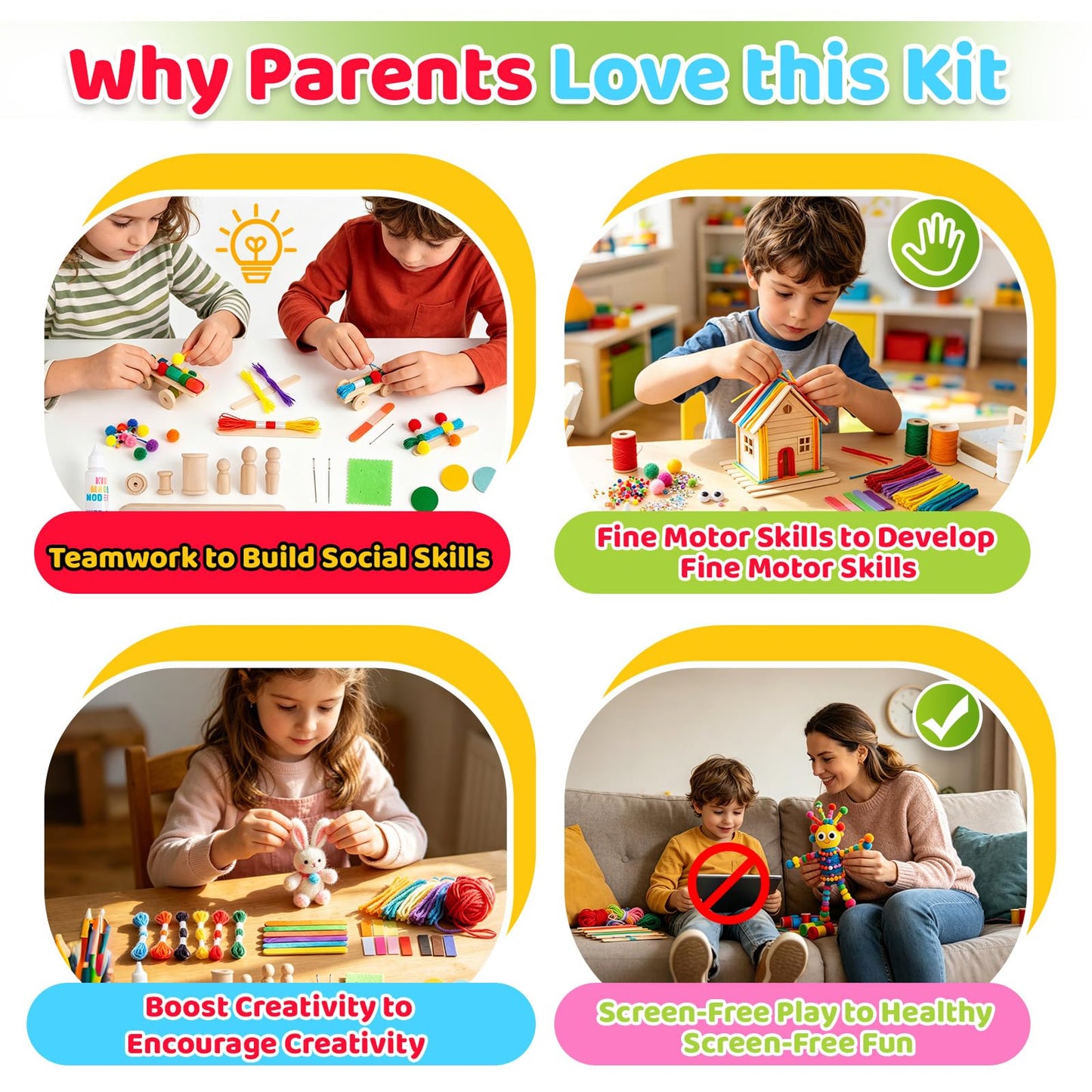 Kid Made Modern Arts and Craft Kit - A DIY 3.8 Pounds of Hobby Craft Supplies & Materials Box for Creative Art Projects for Kids Age 4 5 6 7 8 9 10 11