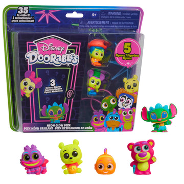 Just Play Disney Doorables Neon Glow Peek, Kids Toys for Ages 5 Up