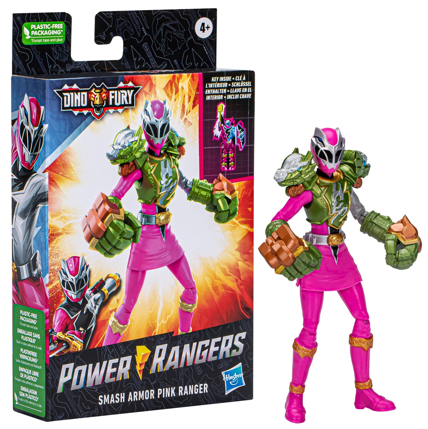 Power Rangers Dino Fury Smash Armor Pink Ranger, 6-Inch Power Rangers Action Figures Make Great Gifts for Boys and Girls Ages 4 and Up