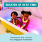 Glo Pals Water-Activated Light-Up Sensory Bath Toy Character and 6 Cubes for Bathtime and Sensory Play, Party Pal, Glows 9 Colors