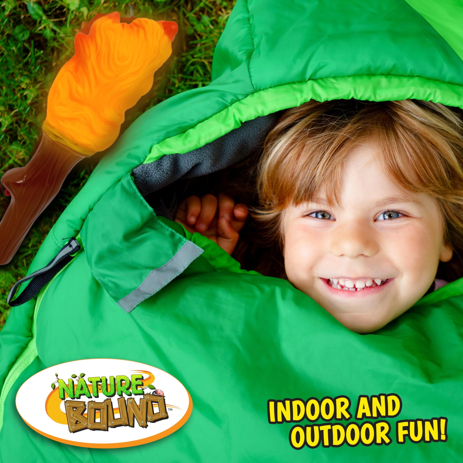 Nature Bound Explorer Torch Campfire Light: Glowing & Flickering Light with Nature Sound Effects - Indoor & Outdoor Play, Camping Adventures,