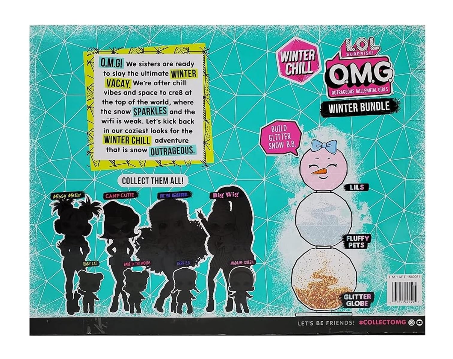 MGA Entertainment Winter Chill L.O.L. O.M.G Surprise Winter Bundle- 1 Missy Meow, 1 Baby Cat, 1 Lils, 1 Fluffy Pets, 1 Glitter Globe