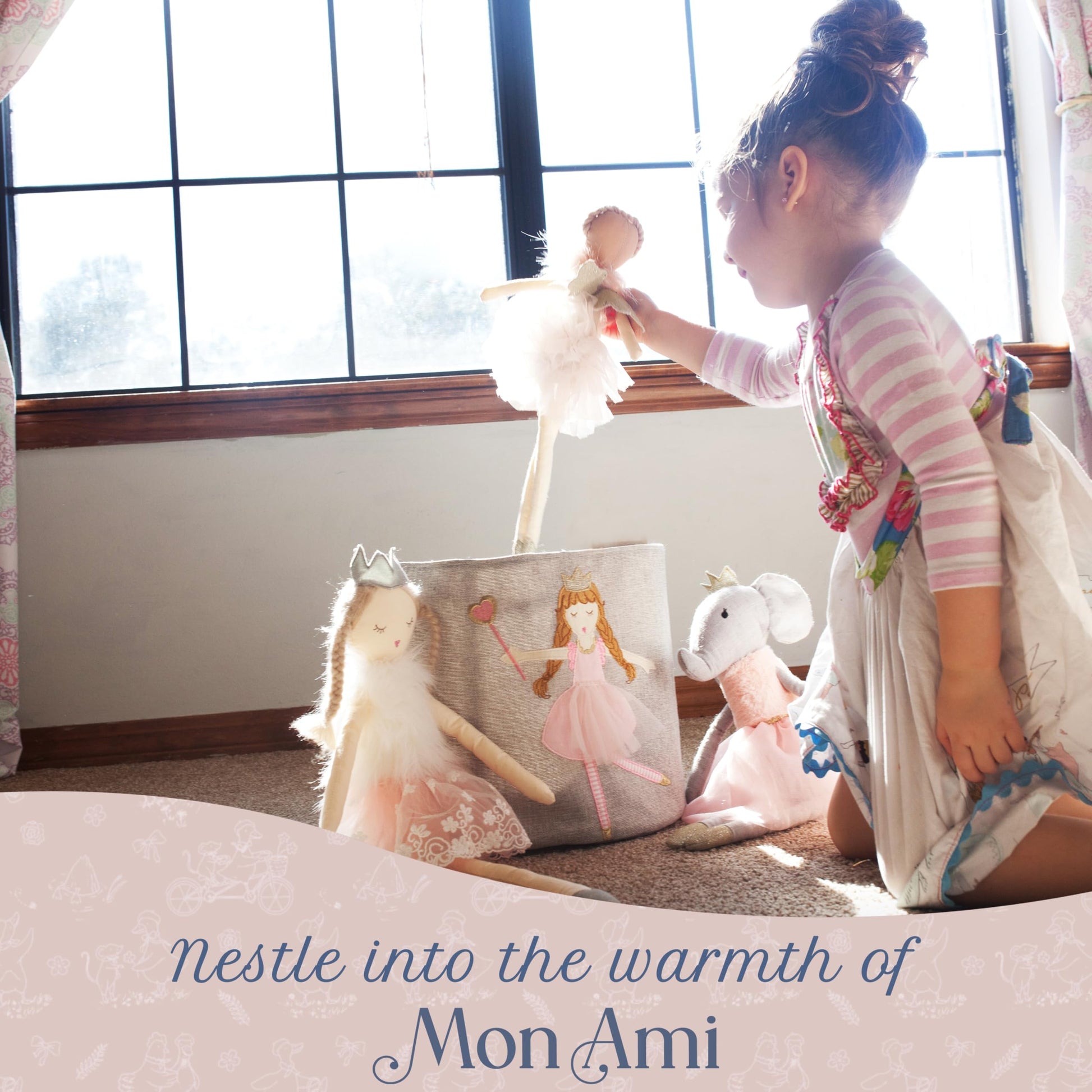 MON AMI Angel Stuffed Doll - 15", Soft Elegant Plush Doll for Little Girls, Use as Toy or Room Decor