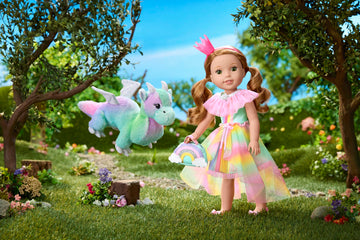 American Girl WellieWishers 14.5-inch Willa Doll Playset with Crisella the Dragon, Doll Dress and Accessories, and Storybook, for Ages 4+ (Amazon