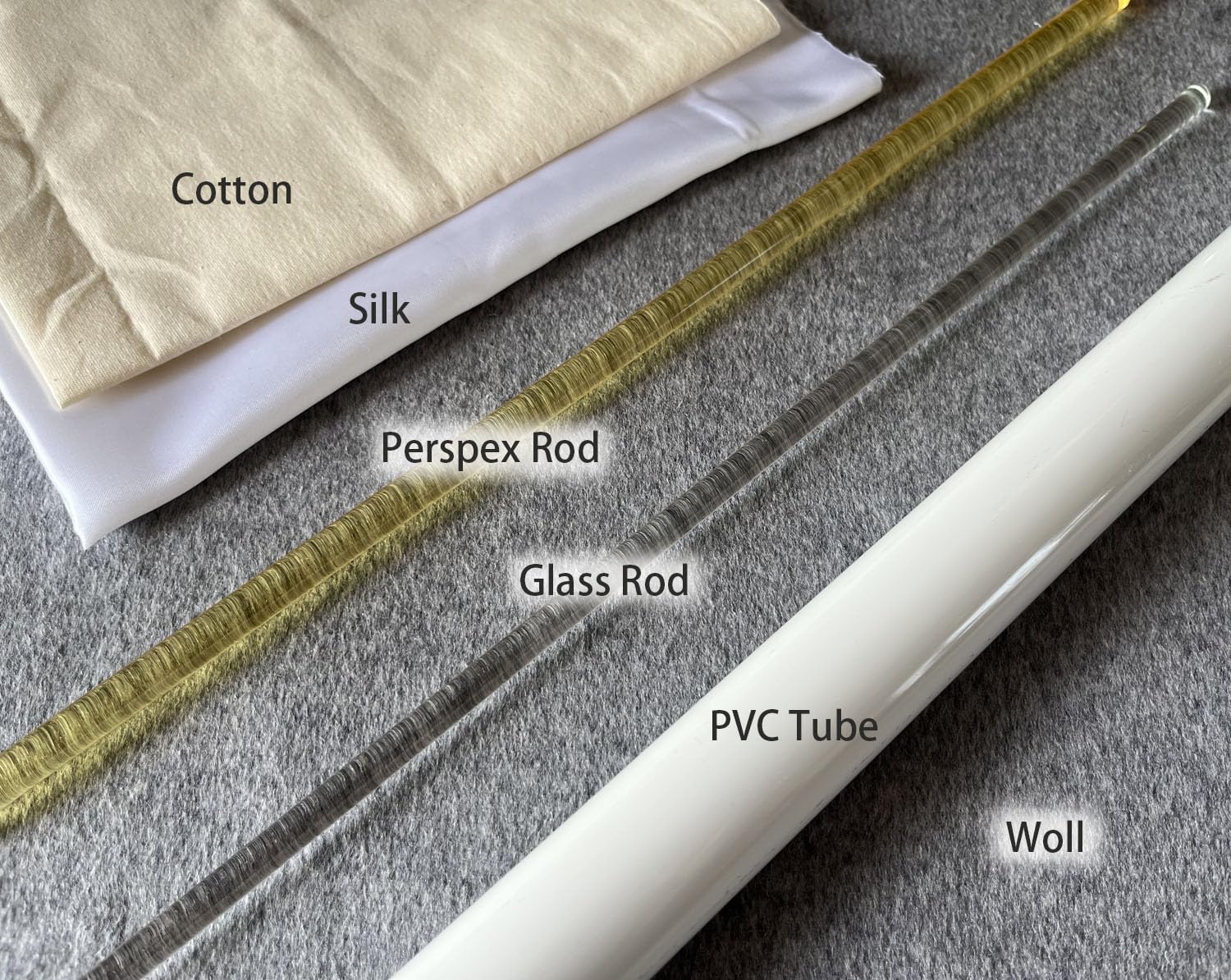 Diycoming Electrostatic Friction Rod Kit : 3 Cloths, 2 Rods,1PVC Tubes