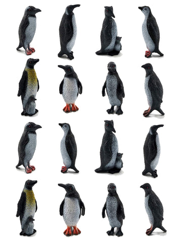 ORZIZRO 16Pcs Plastic Penguin Figurines, Cute Ocean Animal Penguin Figure Model Toys for Kids Children - Realistic & Detailed