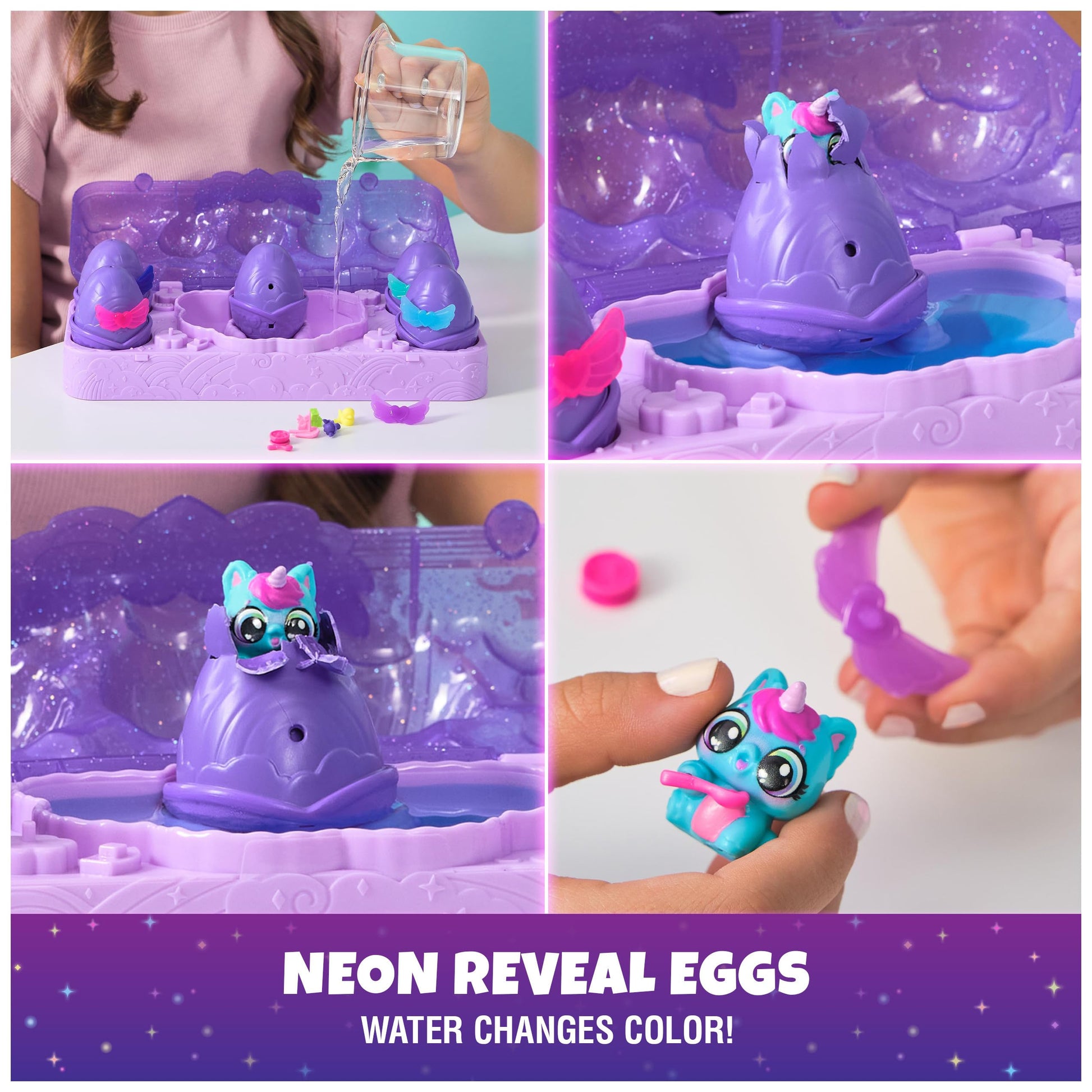 Hatchimals Alive Neon Rainbow Egg Carton & 5 Color Reveal Eggs, Ages 3+