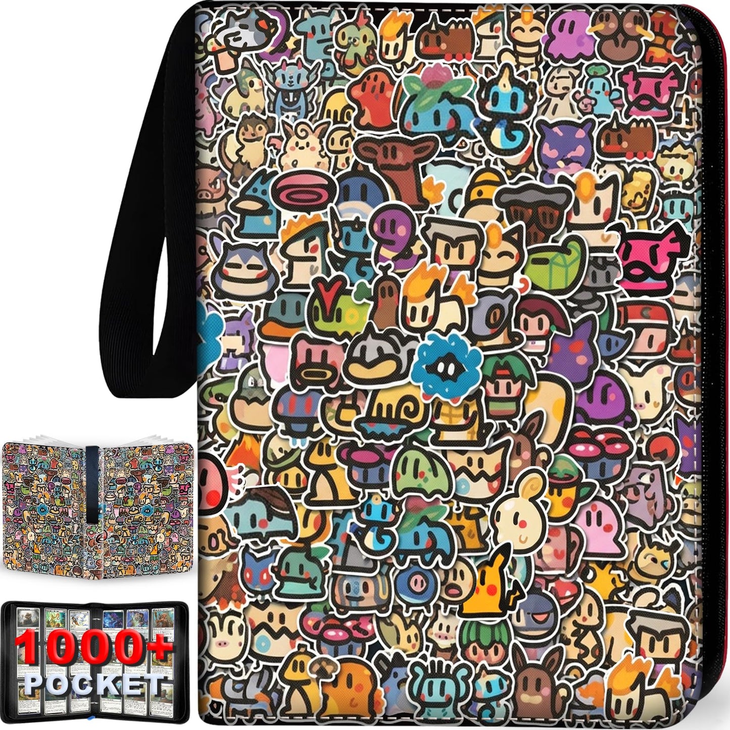 1008 Card Binder 9 Pocket, 3-Ring Trading Card Binder with 56 Page Removable Sleeves, High Storage Waterproof Trading Card Holder Collection Card