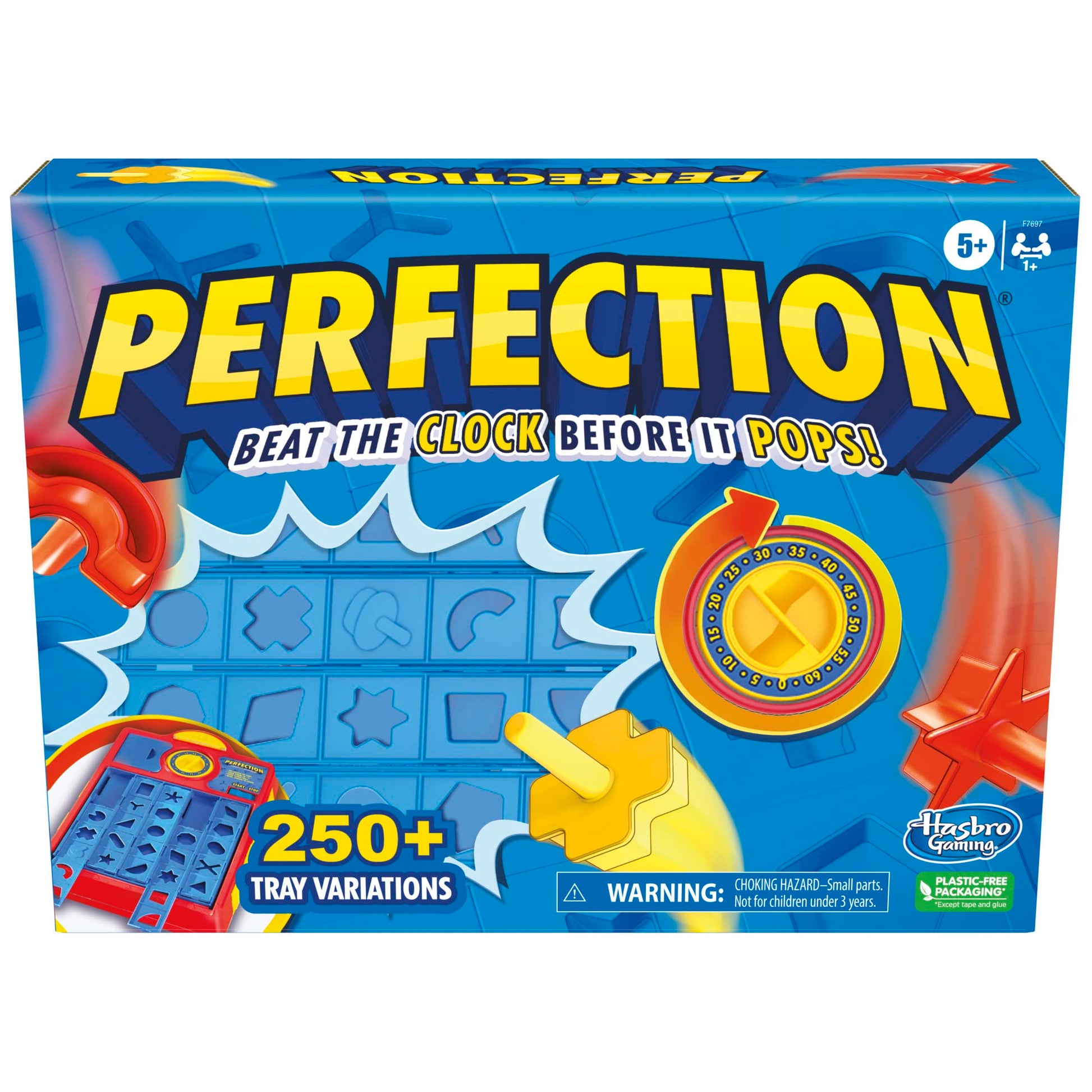 Hasbro Gaming Perfection Pop Up Game for Kids Ages 5 and Up, Customize The Tray for Over 250 Combinations, Kids Games for 1+ Players
