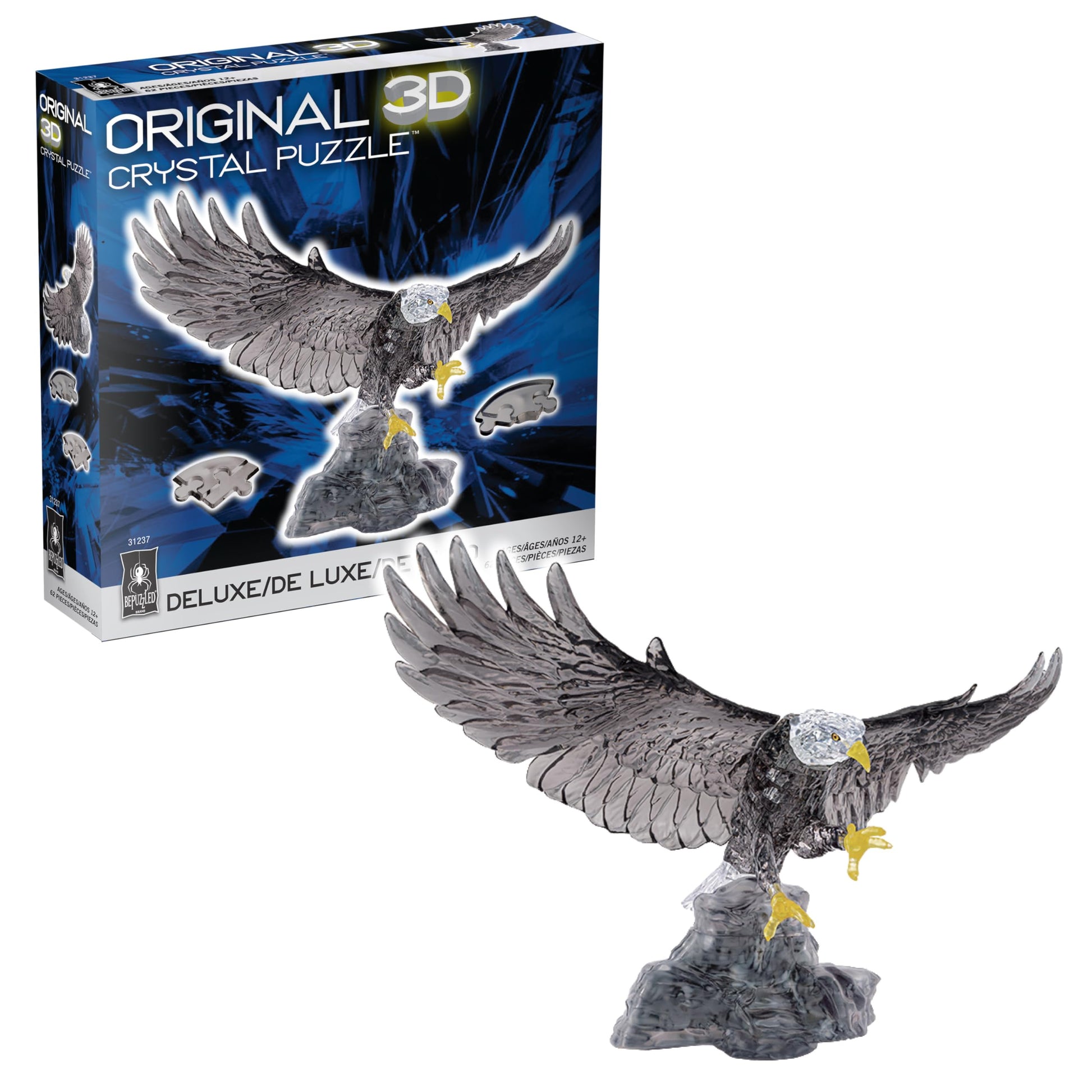 Eagle Crystal 3D Puzzle Deluxe, 62-Pc Brain Teaser, Ages 12+
