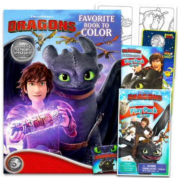 DreamWorks How to Train Your Dragon Coloring and Activity Book for Kids - Bundle with Coloring Pages and Matching Game Plus Play Pack, More | How