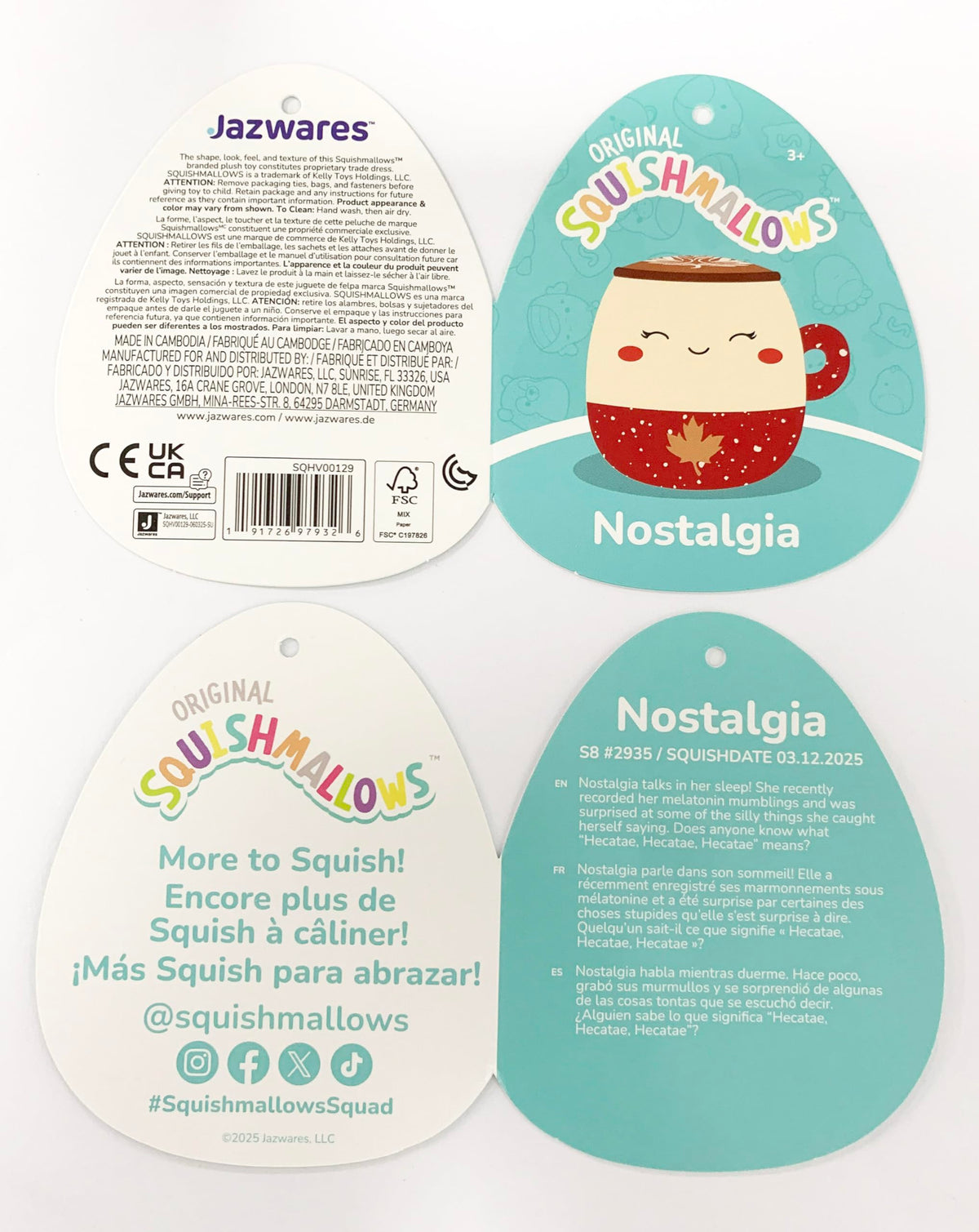 Squishmallows 8-Inch Harvest Nostalgia Maple Latte Plush Toy - Soft Stuffed Coffee Cup
