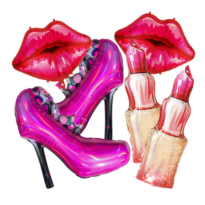 CYMYLAR Lip balloon lipstick foil Lady high heels decoration,Valentine's Day, wedding, bridal shower, spa party, bachelor party decoration, Spa Party