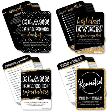 Big Dot of Happiness Reunited - 4 School Class Reunion Party Games - 10 Cards Each - Gamerific Bundle