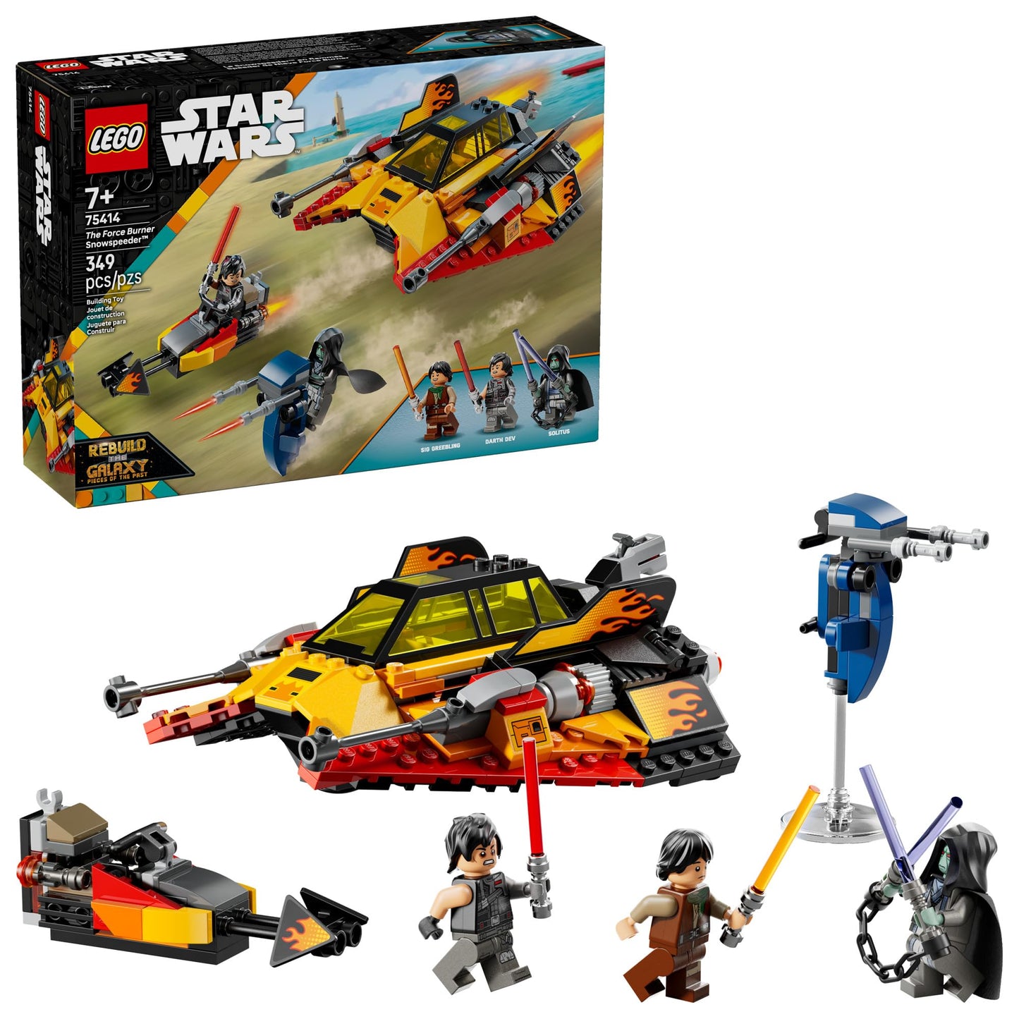 LEGO Star Wars: Rebuild The Galaxy The Force Burner Snowspeeder Building Toy - 2 in 1 Pretend Play Set W/ 3 Minifigures for Kids, Ages 7+