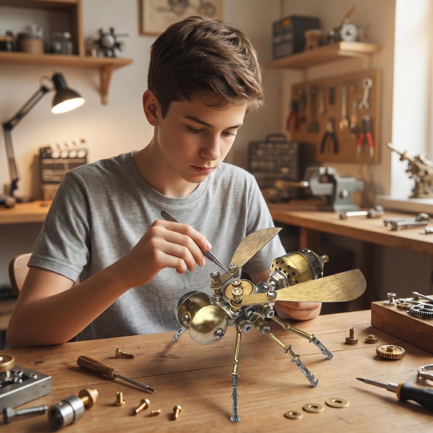 3D Metal Puzzle Mechanical Model Kit Steampunk Bee Insect 140+ Parts No Glue Build Premium Desktop Decor Christmas & Birthday Gift for Adults