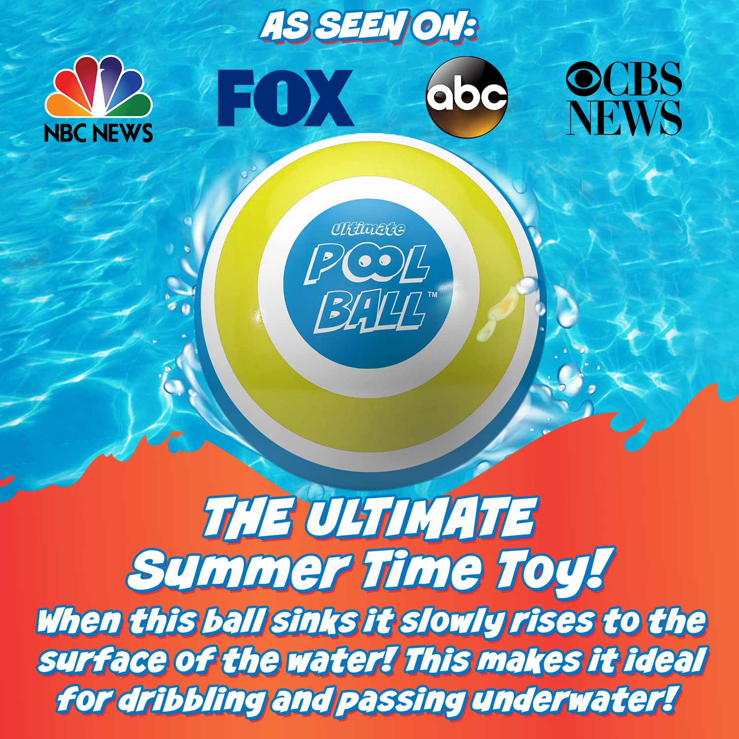 Activ Life Ultimate Pool Ball, Fill It with Water for Underwater Swimming Pool Games, Passing, Dribbling, Diving Fun Toys for Boys & Girls Aged 6-14