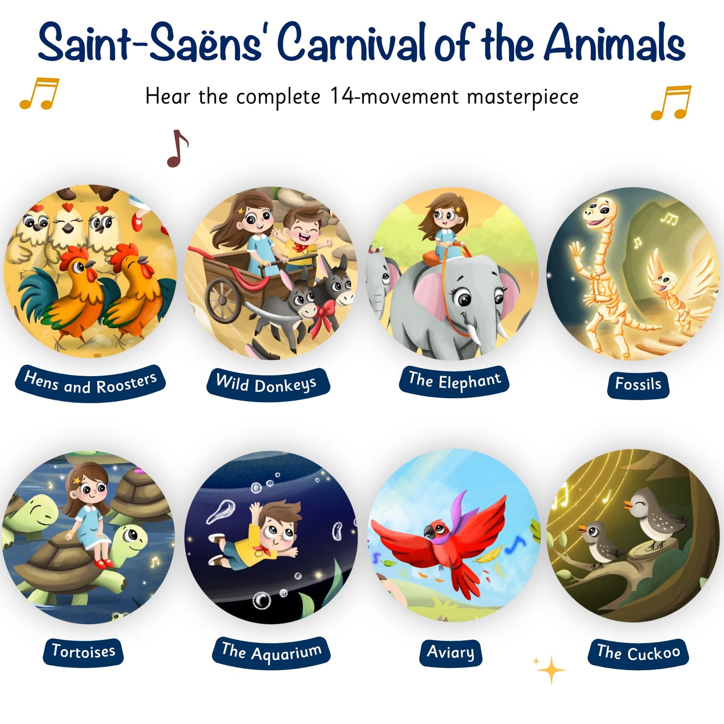 LITTLE MAESTRO Carnival of Animals by Saint-Saëns - The Complete Musical Suite, Musical Books for Toddlers, 28-Button Music Book, Musical Toys