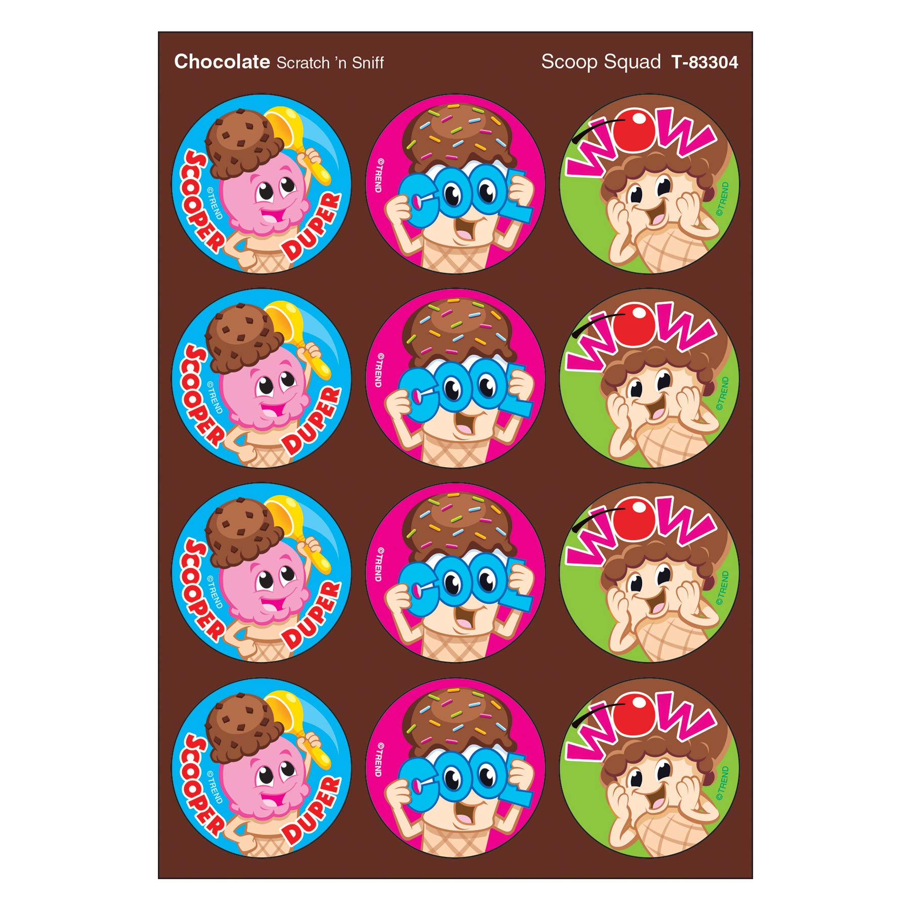 Trend Scoop Squad/Chocolate Stinky Stickers, Classroom Incentives, 48 Count