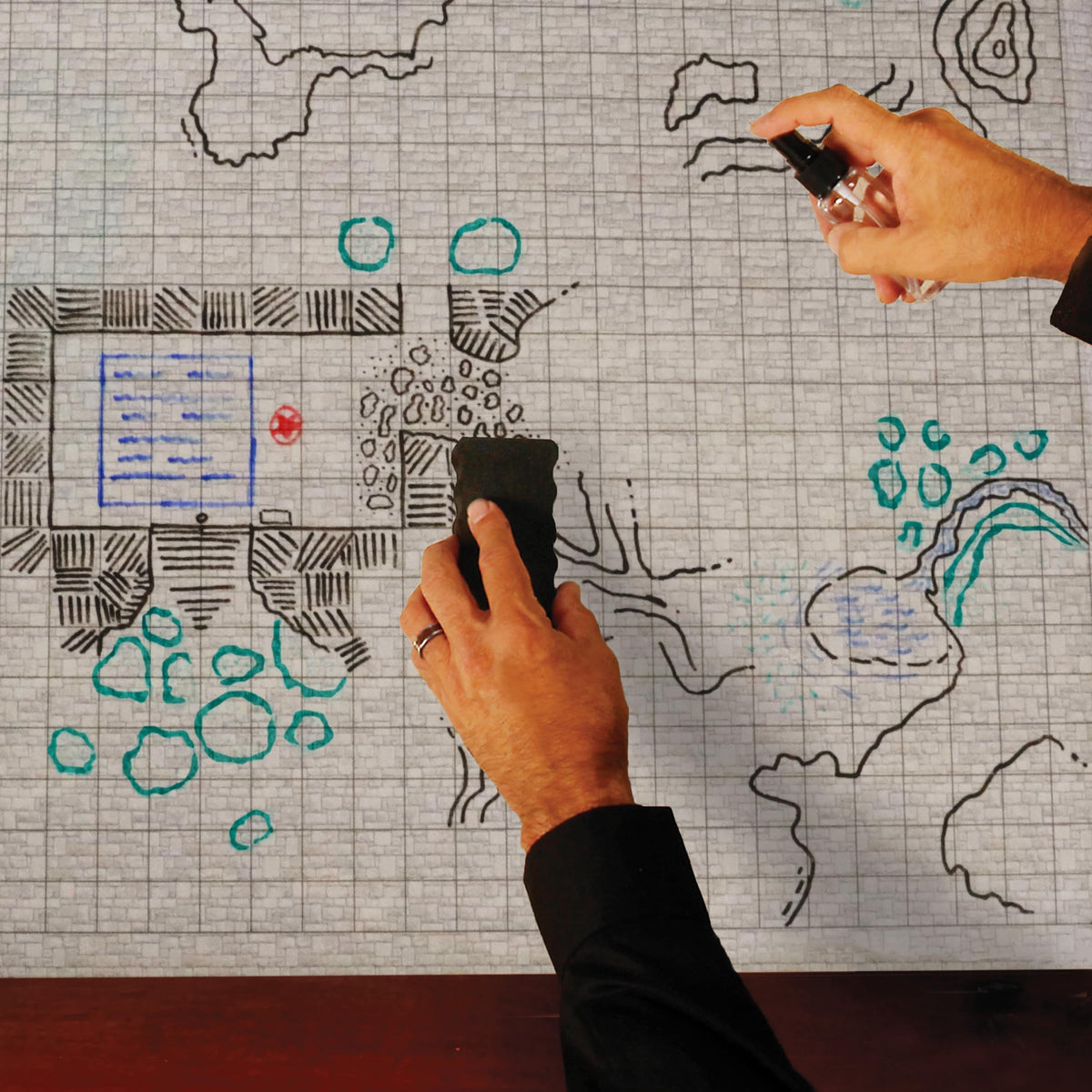 ENHANCE RPG Grid Mat - Tabletop DND Map (24x36 inch) Role Playing Dry Erase DND Mat Complete Gaming Set for Masters and Starters, Erasable Battle Grid