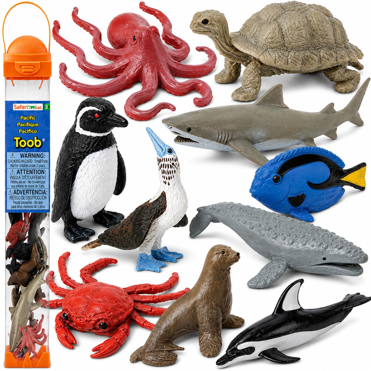 Safari Ltd. Pacific TOOB - 10 Miniature Marine Animal Figures - Educational Toy Set for Boys, Girls, and Kids Ages 3+