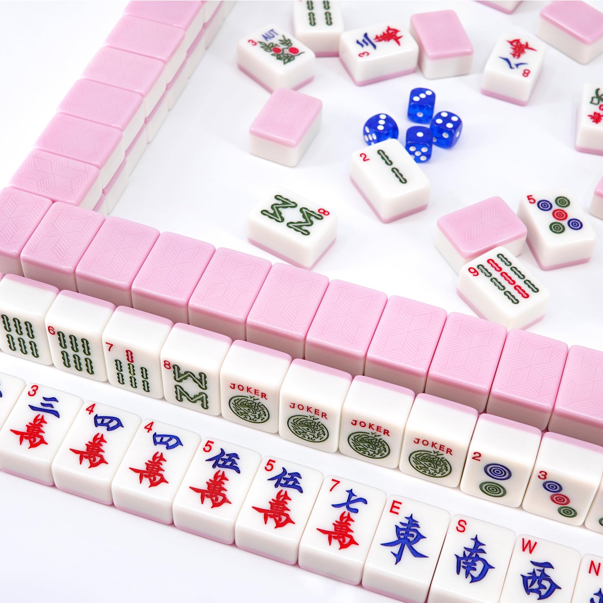 Engraved American Mahjong Tiles Set, 166 Pink 1.4" Melamine Mahjong Tiles, Easy-to-Read Jumbo Size Mah Jongg Game with Storage Bag, NMJL Compatible