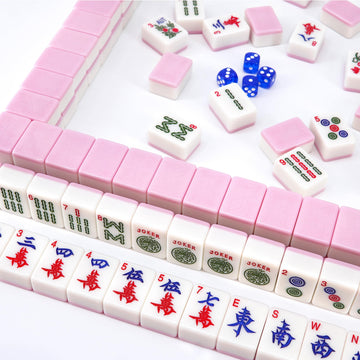 Engraved American Mahjong Tiles Set, 166 Pink 1.4" Melamine Mahjong Tiles, Easy-to-Read Jumbo Size Mah Jongg Game with Storage Bag, NMJL Compatible