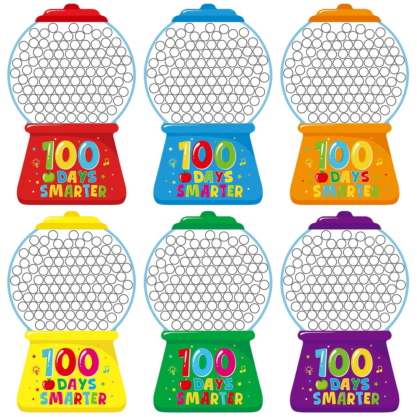 36Pcs 100th Day of School Gumball Machine Paper Crafts,100 Days Smarter Cutouts for 100 Days of School Celebration Party Supplies Classroom Activities