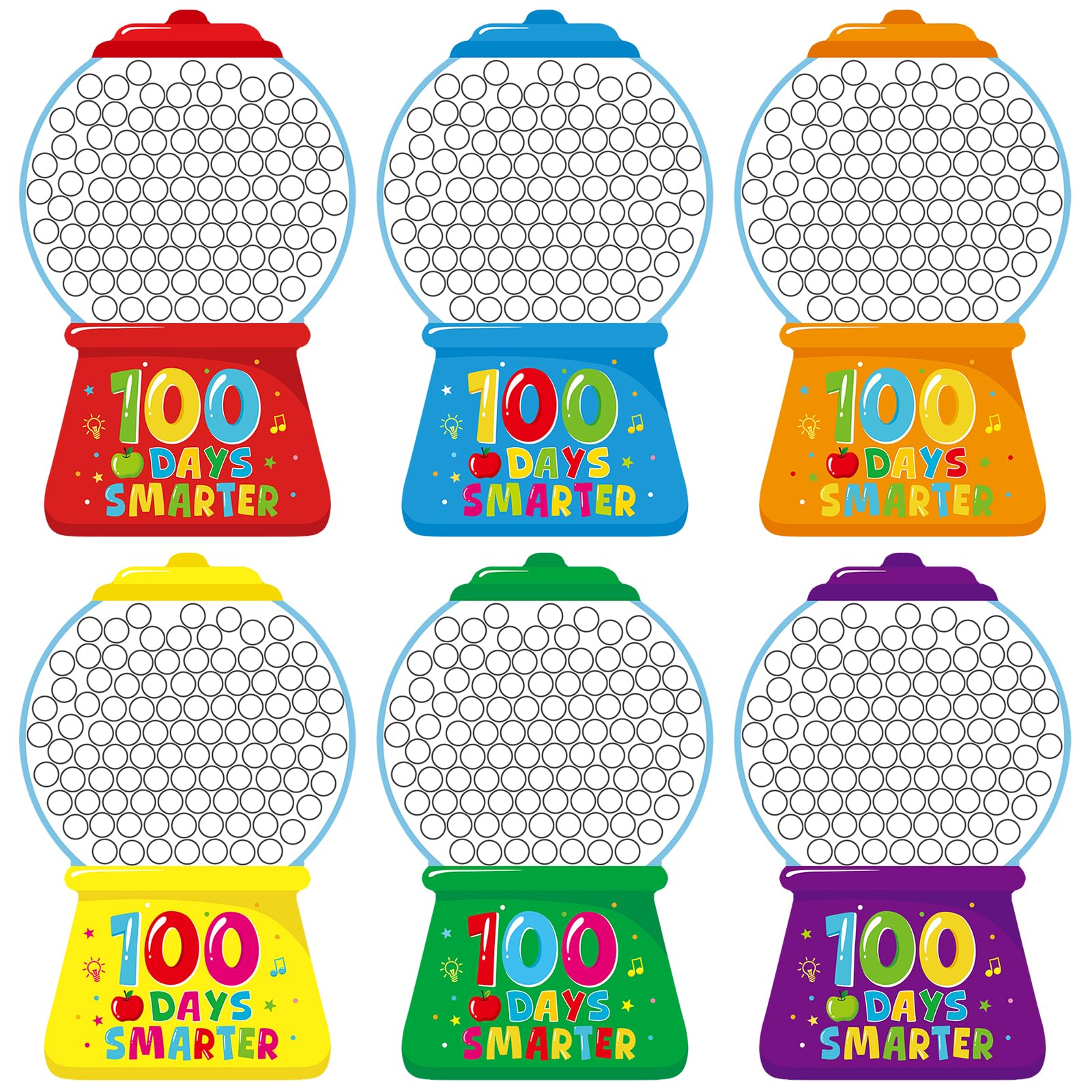 36Pcs 100th Day of School Gumball Machine Paper Crafts,100 Days Smarter Cutouts for 100 Days of School Celebration Party Supplies Classroom Activities