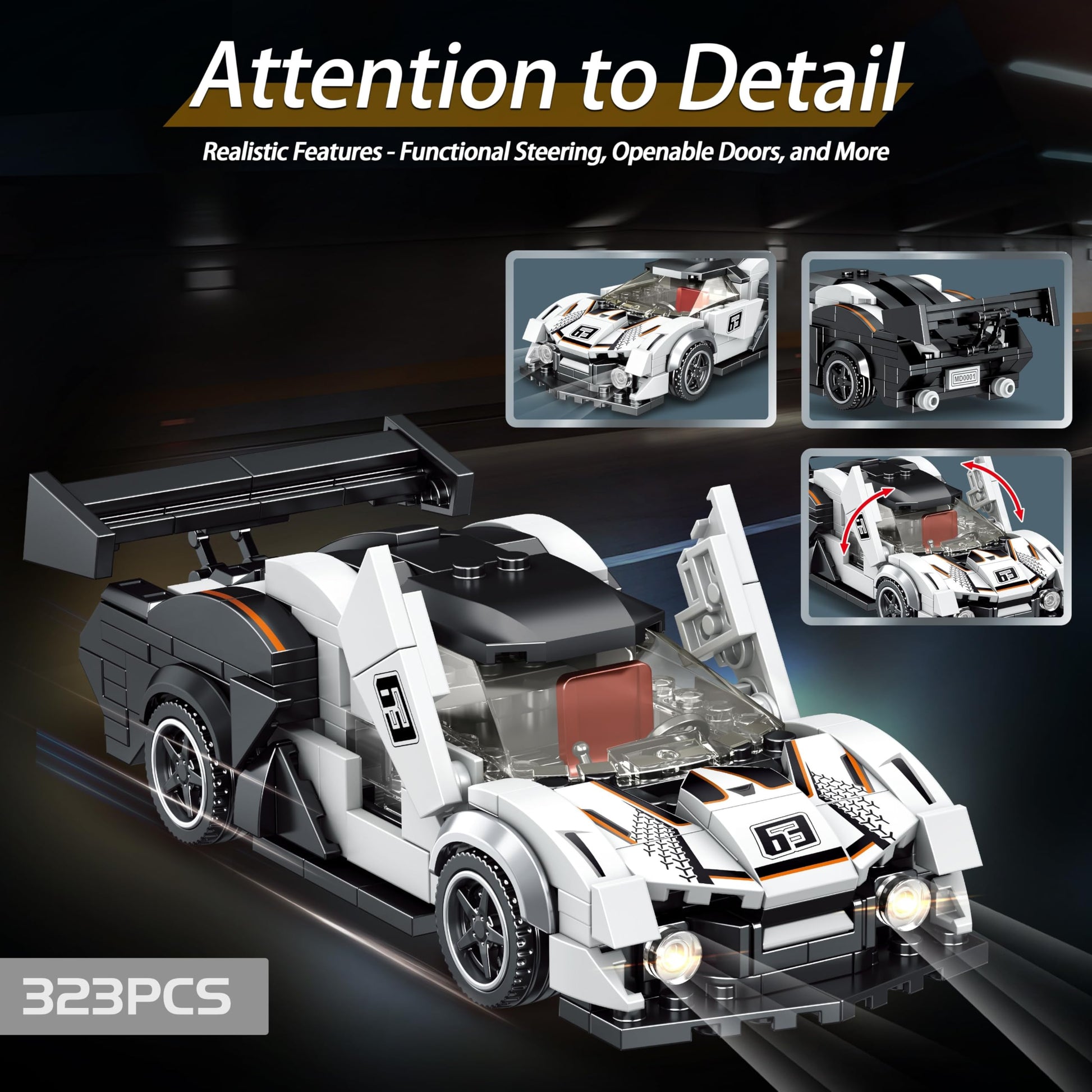 IBLOTIME Speed Champion Cars Building Sets Easter 323 PCS Supercar Style Race Car Model Kit Display Gift Christmas Birthday Ages 14+