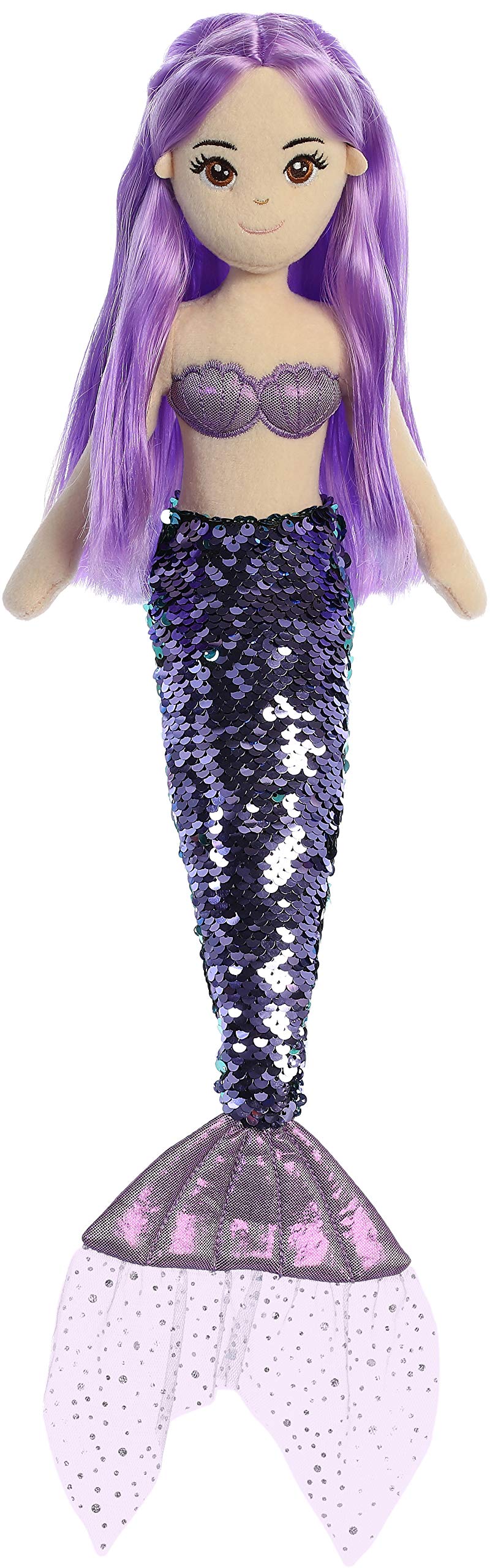 Aurora® Enchanting Sea Sparkles™ Sequin Sparkles™ Jenna Stuffed Doll - Imaginative Play with Magical Companions - Perfect for Kid's Birthdays