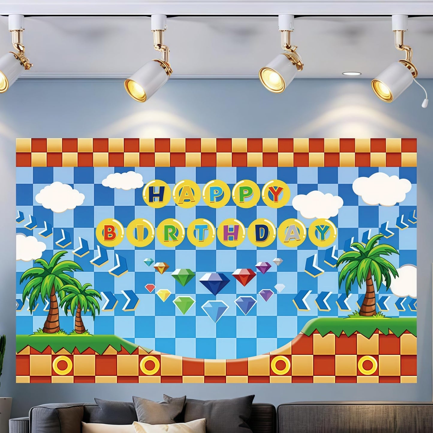 Happy Birthday Banner Decorations, 70.8x43.3 inch Cartoon themed Background, Perfect for Birthday Baby and Kids Party Supplies