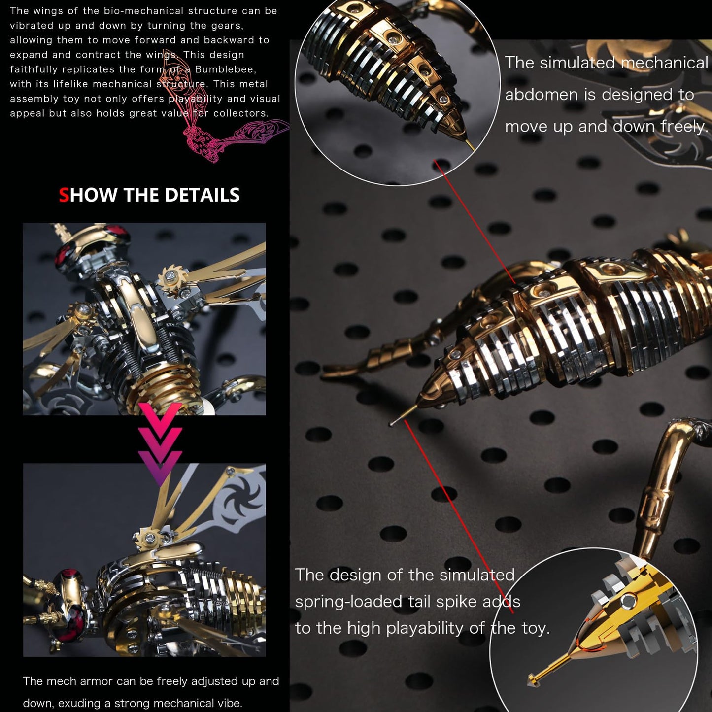 3D Metal Puzzle Mechanical Wasp for Adults: Gift for Birthday Christmas DIY for Men Assembly Model Kits Stainless Steel Building Blocks for for Ages