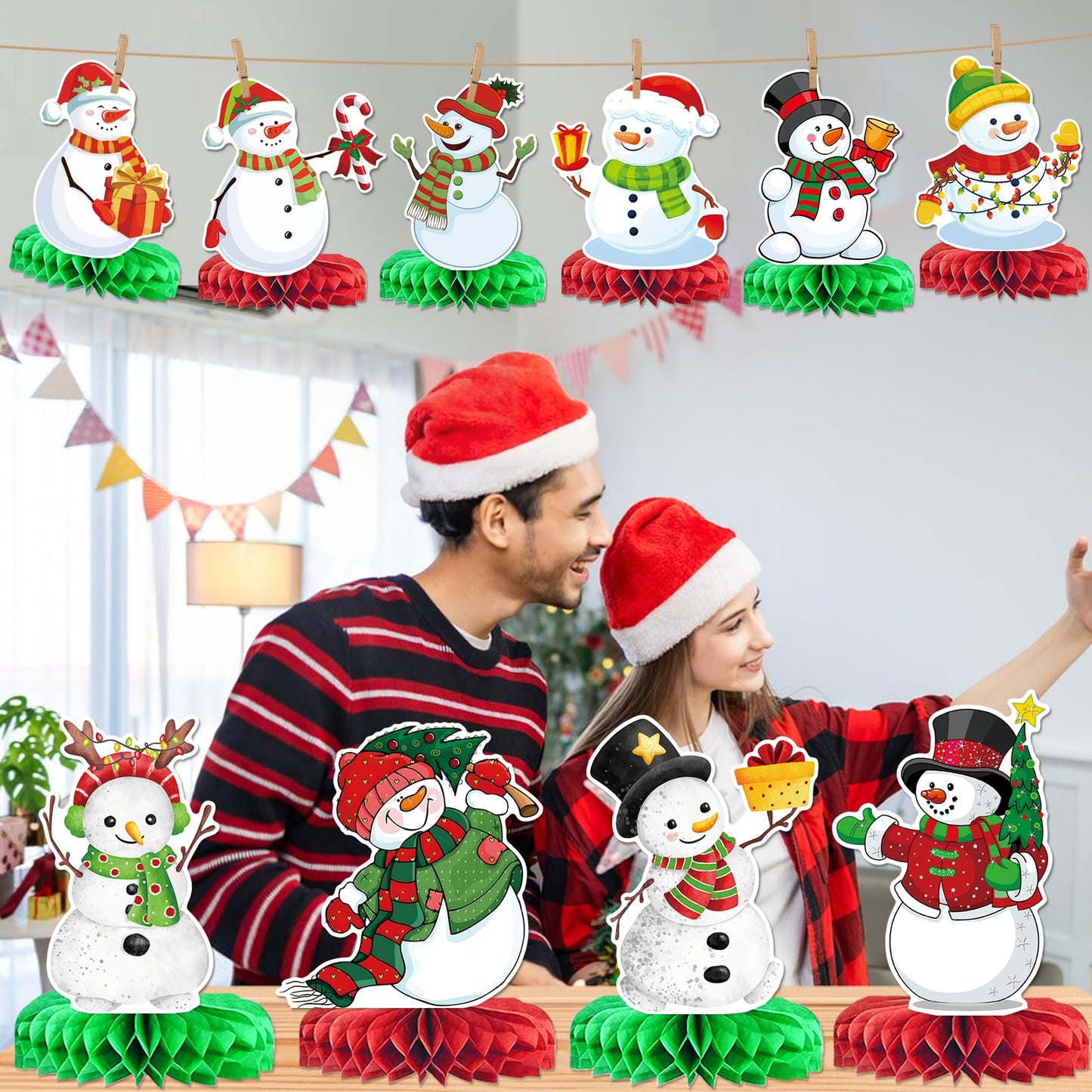 Snowman Christmas Decorations Snowman Decorations for Christmas Party Decorations Christmas Honeycomb Centerpieces for Christmas Party Table