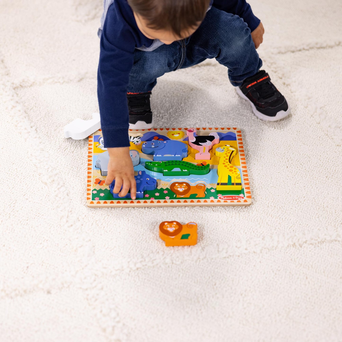 Melissa & Doug Safari Wooden Chunky Puzzle (8 pcs), Educational Screen Free Activity for Toddler, Preschoolers and Kids Ages 2+ - FSC Certified