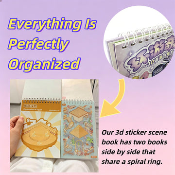 3D Sticker Scene Book, 10 Sets DIY Scene Stickers, Sticker Therapy for Adults, Isometric 3D Space DIY Sticker Book, Cute Art Stickers for Girls