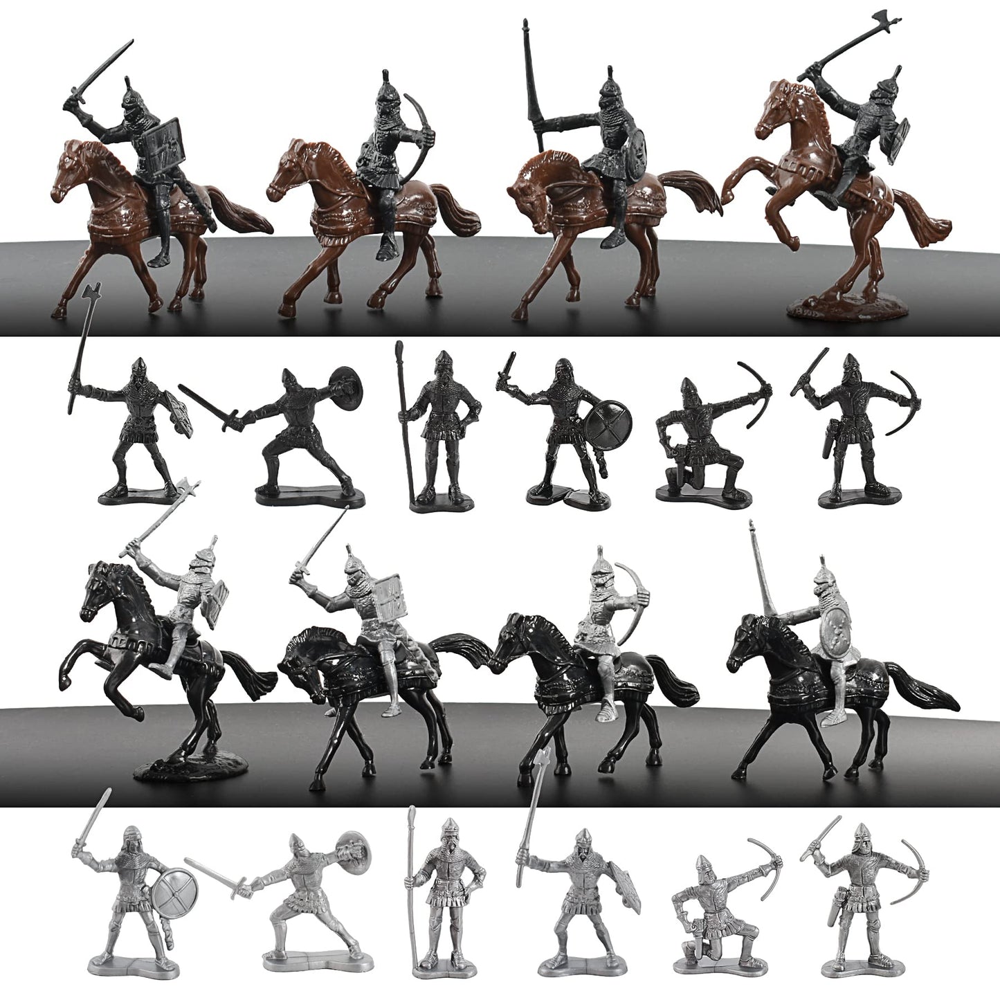 HUIANER Army Knight Figures 28PCS Medieval Knight Military Figures Medieval Soldiers Warrior Horse Model Soldier