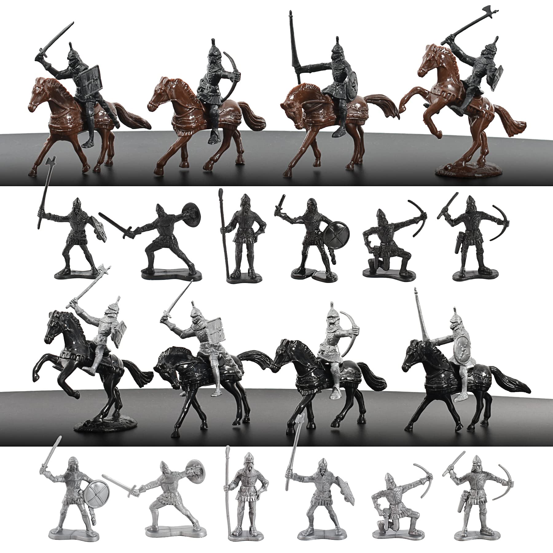 HUIANER Army Knight Figures 28PCS Medieval Knight Military Figures Medieval Soldiers Warrior Horse Model Soldier