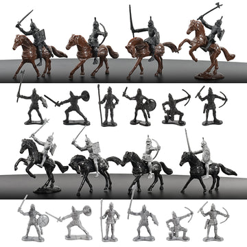 HUIANER Army Knight Figures 28PCS Medieval Knight Military Figures Medieval Soldiers Warrior Horse Model Soldier