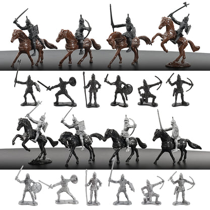 HUIANER Army Knight Figures 28PCS Medieval Knight Military Figures Medieval Soldiers Warrior Horse Model Soldier