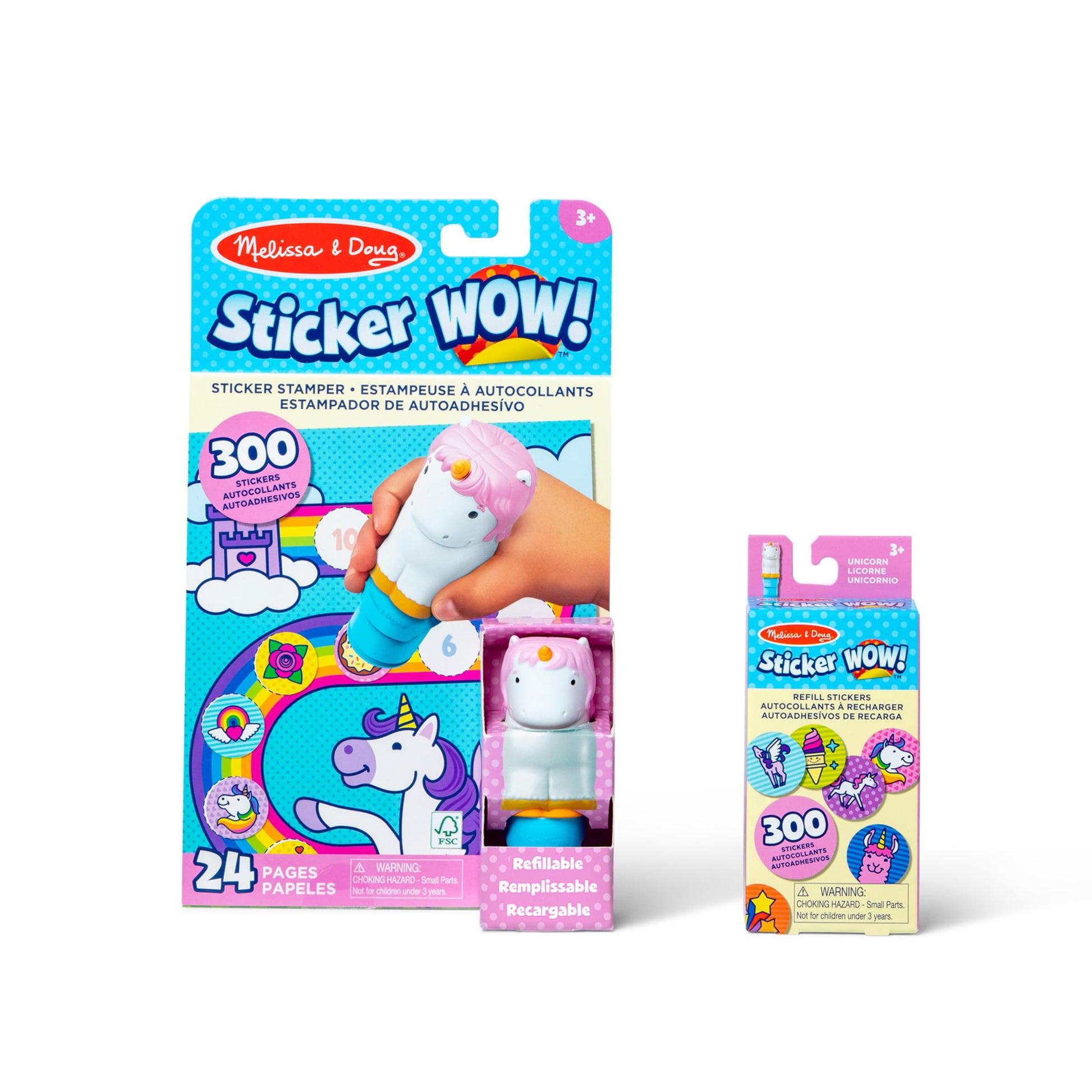 Melissa & Doug Sticker Wow!™ Unicorn Bundle: Sticker Stamper, 24-Page Activity Pad, 600 Total Stickers, Arts and Crafts Fidget Toy Collectible