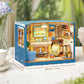 DIY Miniature House Kits-Living Room, 3D Wooden Puzzles with LED Light Tiny House Mini House Building Kit for Adults, Wooden Adults Crafts Home Decor