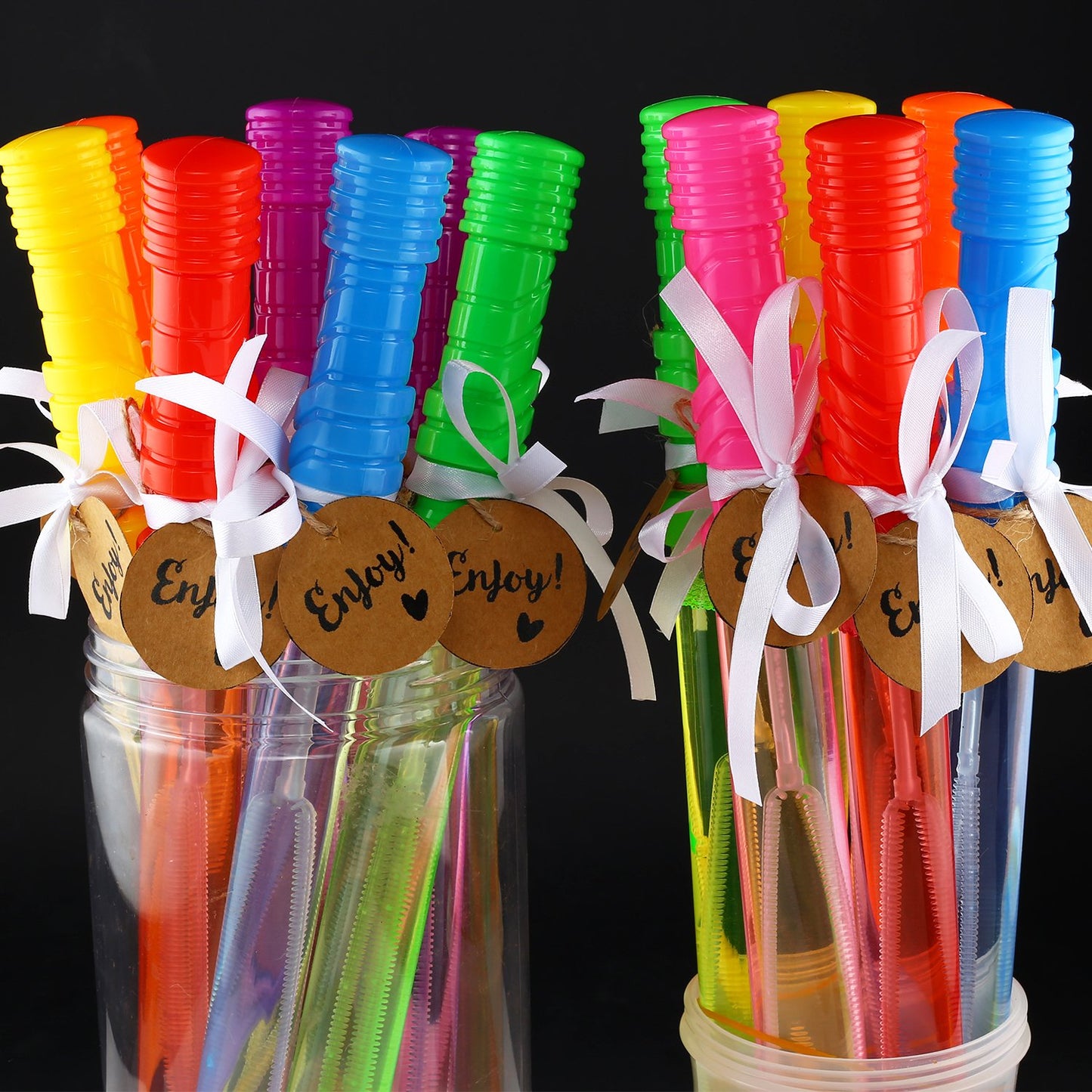 Big Bubble Wand Set, 14 Count 7 Color Outdoor Party Favor Summer Yard Game